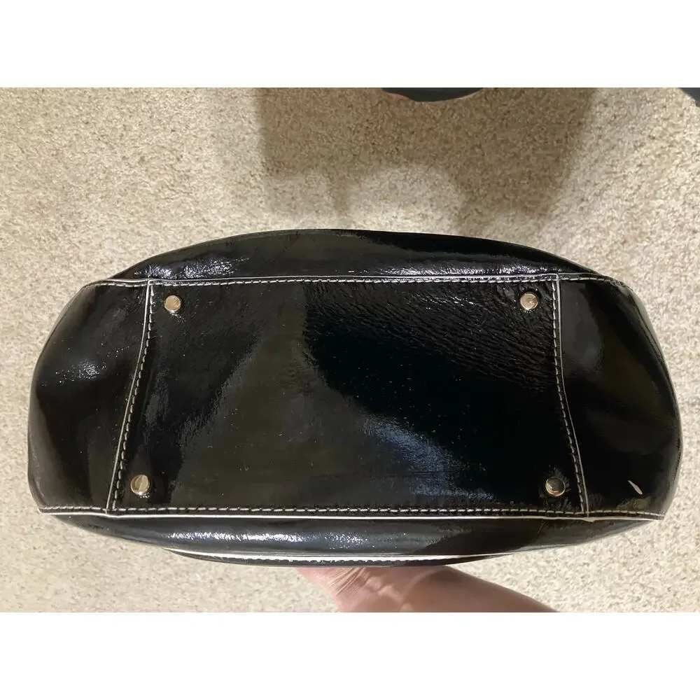KATE SPADE LARGE BLACK, WHITE PATTON LEATHER HANDBAG (ASIS)